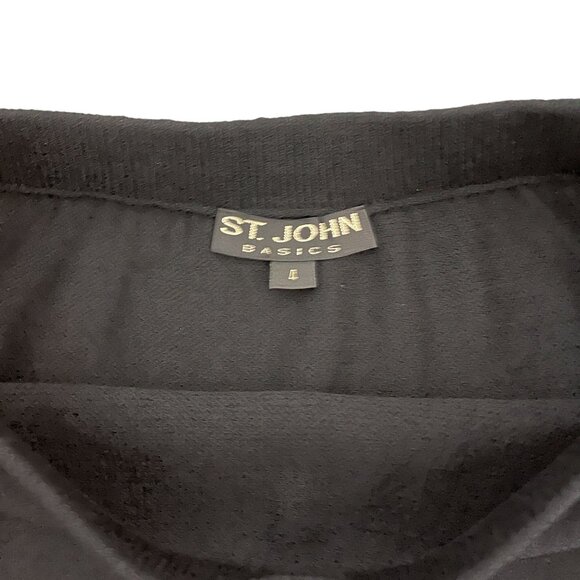 St. John Basics Knit Black Full Zip Top & Skirt Set Rhinestone Embellished, Sz 4 - Picture 10 of 12